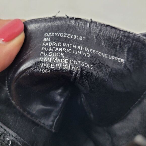 Steve Madden Ozzy Black Studded High Top Sneakers Sz 8M Womens Shoes Combat Glam - Picture 4 of 14